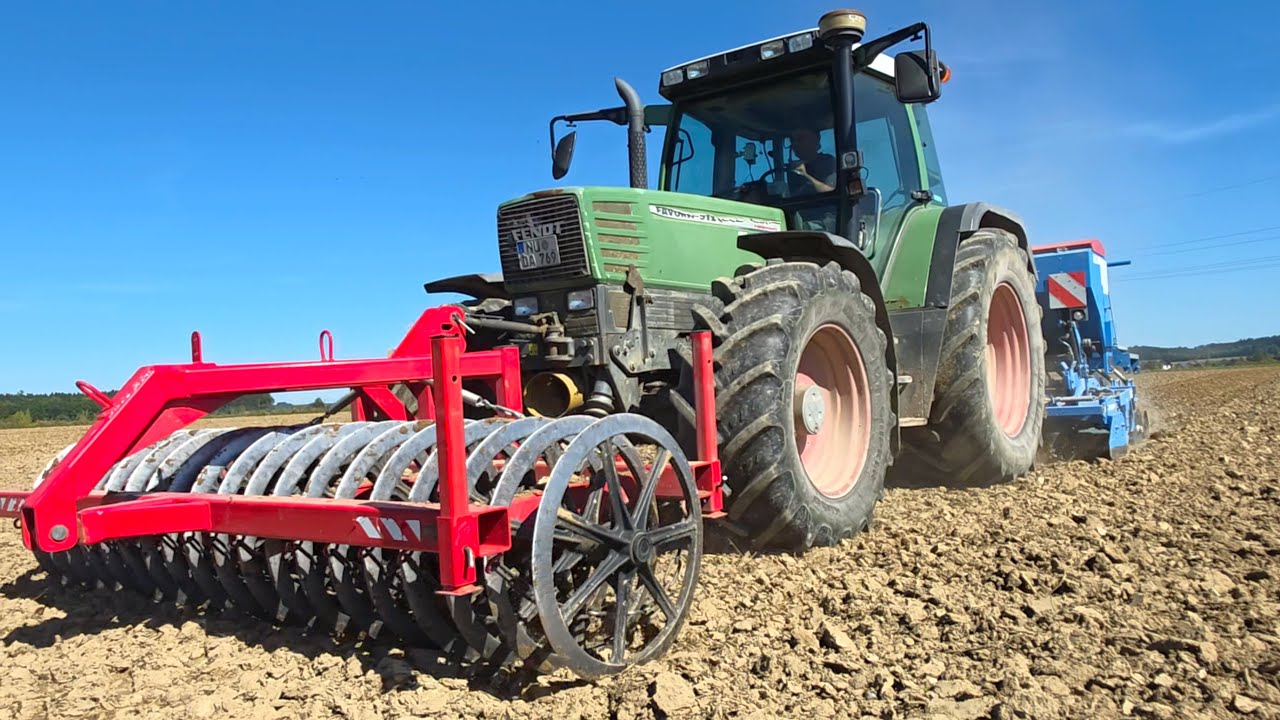 Fendt Favorit 512 C Turbomatik mit Frontpacker & Lemken Saphir 7 bei Zwischenfrucht säen 2025