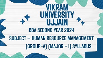 Vikram University Ujjain BBA 2nd Year Sub - Human Resource Management Syllabus #Viralvideo2024