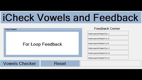 Vowels Counter using For Loop and Feedback in Visual Basic.Net