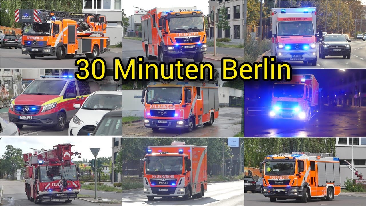 [30MIN BERLIN TAG + NACHT] Feuerwehrkran, WLF, Wasserrettung, DB-Notfallmanager, Feuerwehr, Und mehr