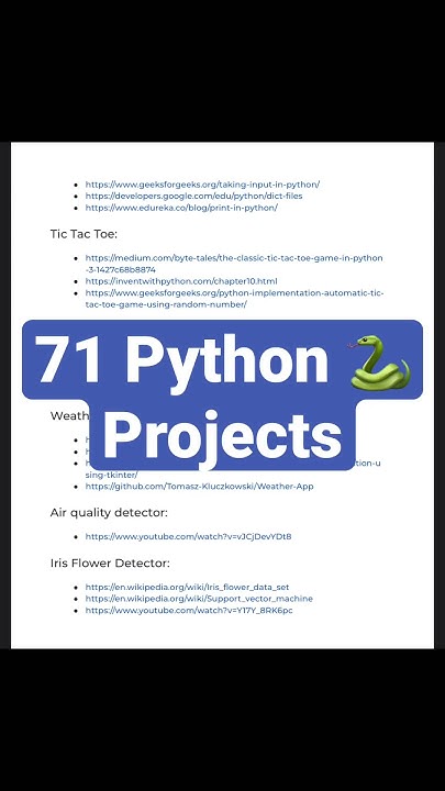 71 Python 🐍 Projects with References for Beginners 🚀 #pythonprojects # ...