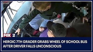 Heroic 7th Grader grabs wheel of school bus after driver falls unconscious