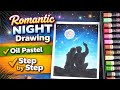 💙🌙Couple Moonlight Scenery Drawing  | Step by Step Easy Art By@Artscreatives