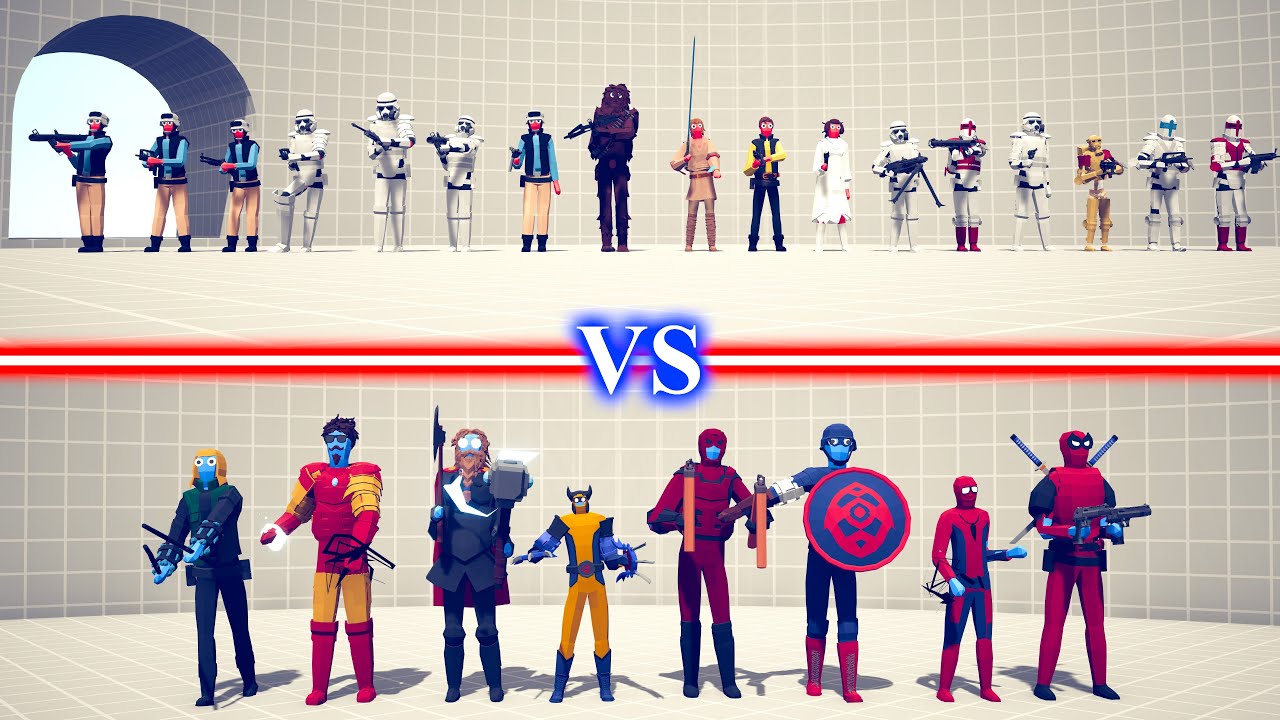 STAR WARS TEAM vs MARVEL TEAM - Totally Accurate Battle Simulator TABS