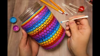 EASY Dot Mandala Bottle Painting Using ONLY Qtip & Pencil