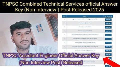 TNPSC CTS (Non Interview) Post Official Answer key Released 2025 / TNPSC AE Answer key 