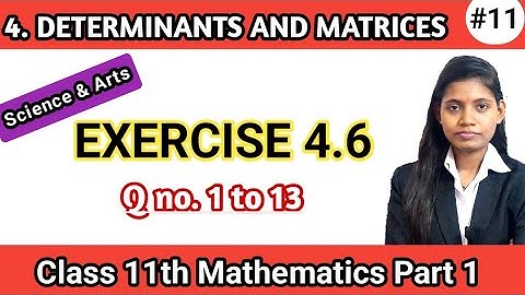 Exercise 4.6 class 11 maths part 1 Question 1 to 13 | chapter 4 determinants and matrices arts