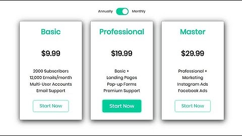 RESPONSIVE PRICING TABLE | PRICING CARDS | ANIMATION WITH HTML , CSS & JS | MONTHLY & ANNUALLY PRICE