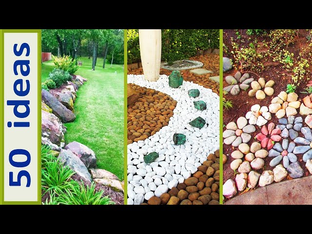 🌹 DIY Ideas de Jardines Pequeños con PIEDRAS DECORATIVAS Y PLANTAS.  Diseños con Bordes de Piedras. 