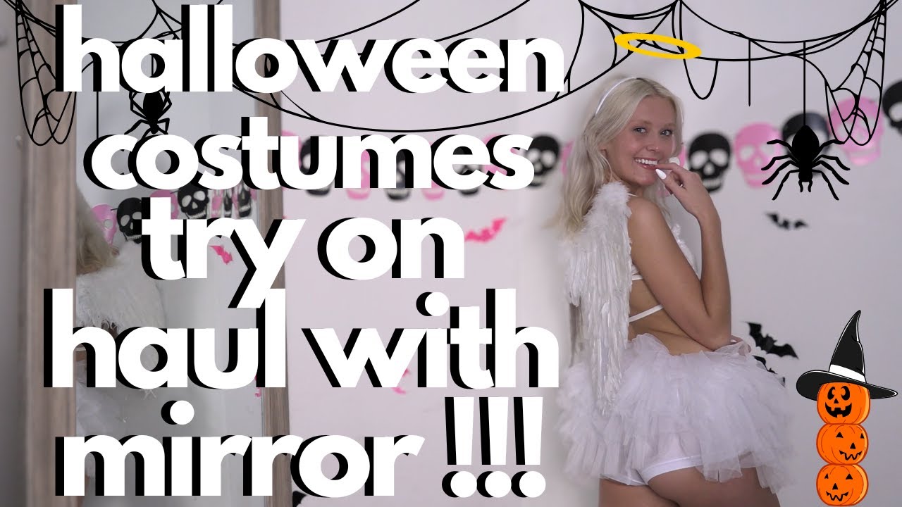 halloween costumes try on haul with mirror !!! ( angel, vampire, venom ...