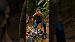 Crocodile catch at Amazon river