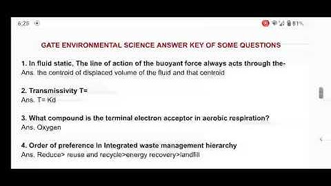 Gate 2021 Environmental Science Answers of few more questions