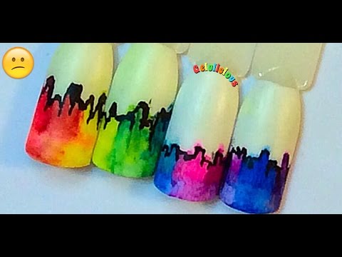 Rainbow Skyline Attempt But FAIL Nail Art