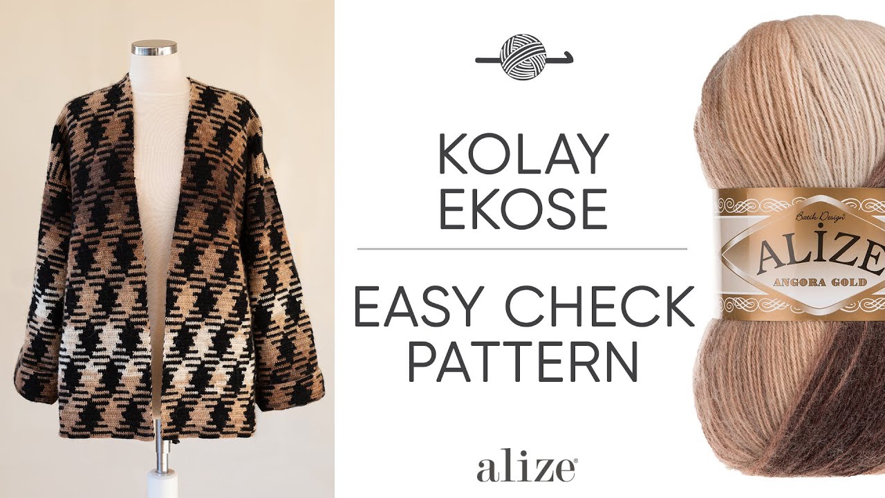 Alize Angora Gold Batik ile Kolay Ekose • Easy Check Pattern • Легкая шотландская клетка