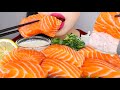 ASMR GIANT SALMON 연어회 먹방, 홀스래디쉬 소스 *HORSERADISH SAUCE* MUKBANG