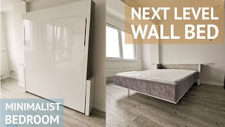 Flat Minimalist bedroom. No frame Wall Bed System with orthopedic mattress