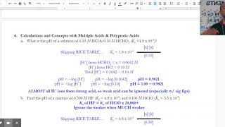 AP Chem Unit 8, Acid-Base: Practice Problems #6 a