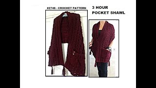 3 HOUR CROCHET POCKET SHAWL, FREE PATTERN #2746, free pocket shawl crochet pattern