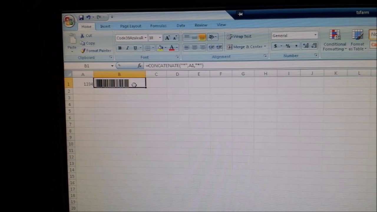 Bar Code In Excel 2007