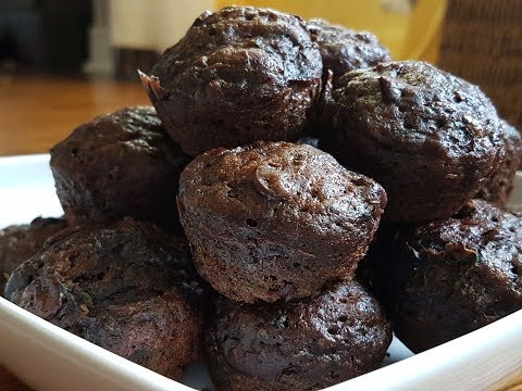 Healthy Chocolate Zucchini muffins with Greek Yogurt