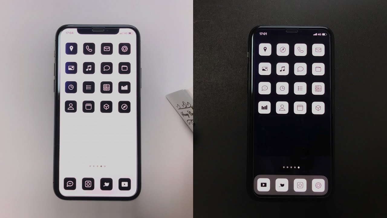Ios14 Iphoneホーム画面を 黒 でおしゃれにカスタマイズする方法 Youtube