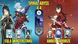 C0 Eula Winterstrike & C3 Amber Vaporize | 4.4 Spiral Abyss Floor 12 Genshin Impact