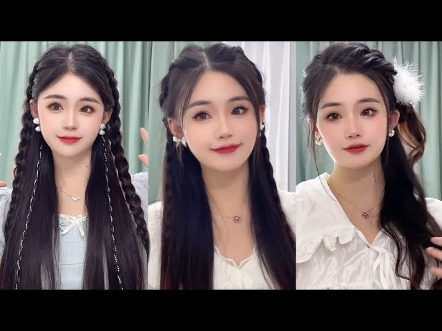 Quick & Easy Chinese star hairstyle Tutorial 💮 Cute for Girls - YouTube