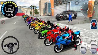 Extreme Motorbikes Cop on Fuel station Blue police Bike - Motocross Racing For Android Gameplay