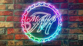 Michlob Ultra Bottle Cap Neon LED Sign with Dynamic RGB Colors