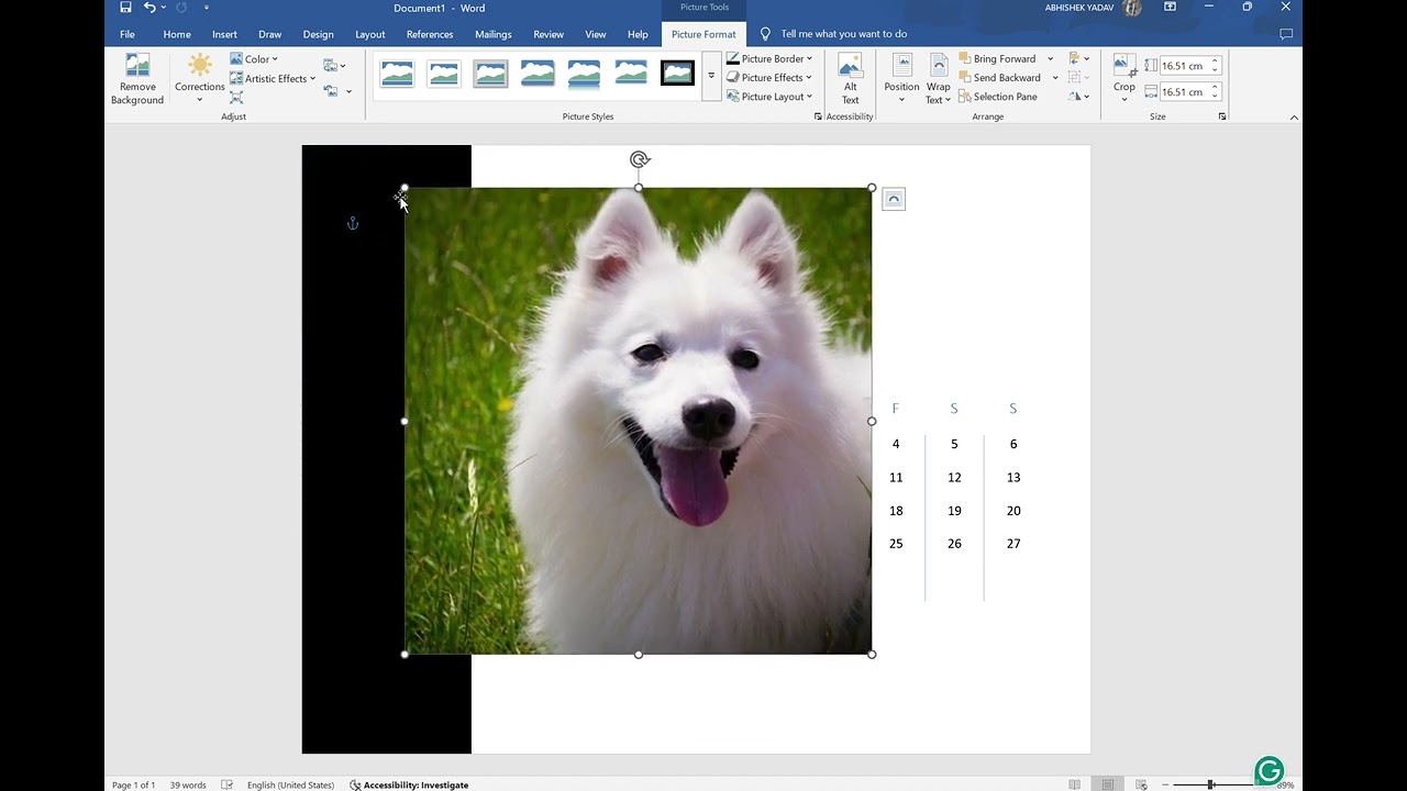 How to create a calender in MS Word 