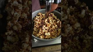 Caramel and chocolate crunchy popcorn #shorts #asmr #cooking