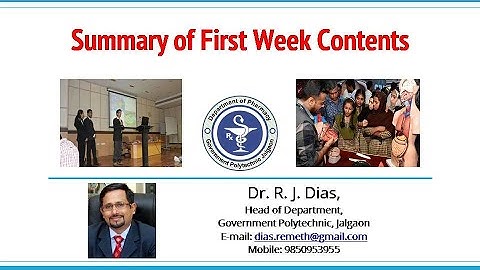 Summary of Week 1 by Dr. Remeth Dias