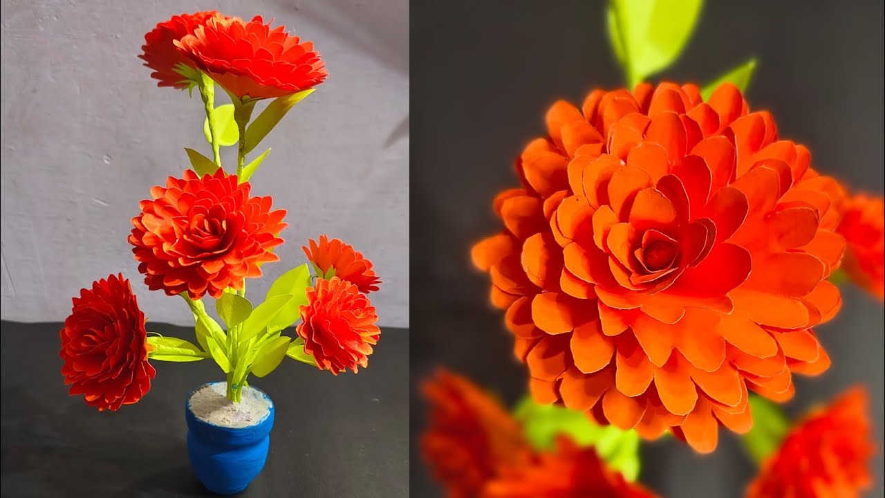 Ghar Par Paper Flower Banana | Sundar Handmade Flower Vase Craft