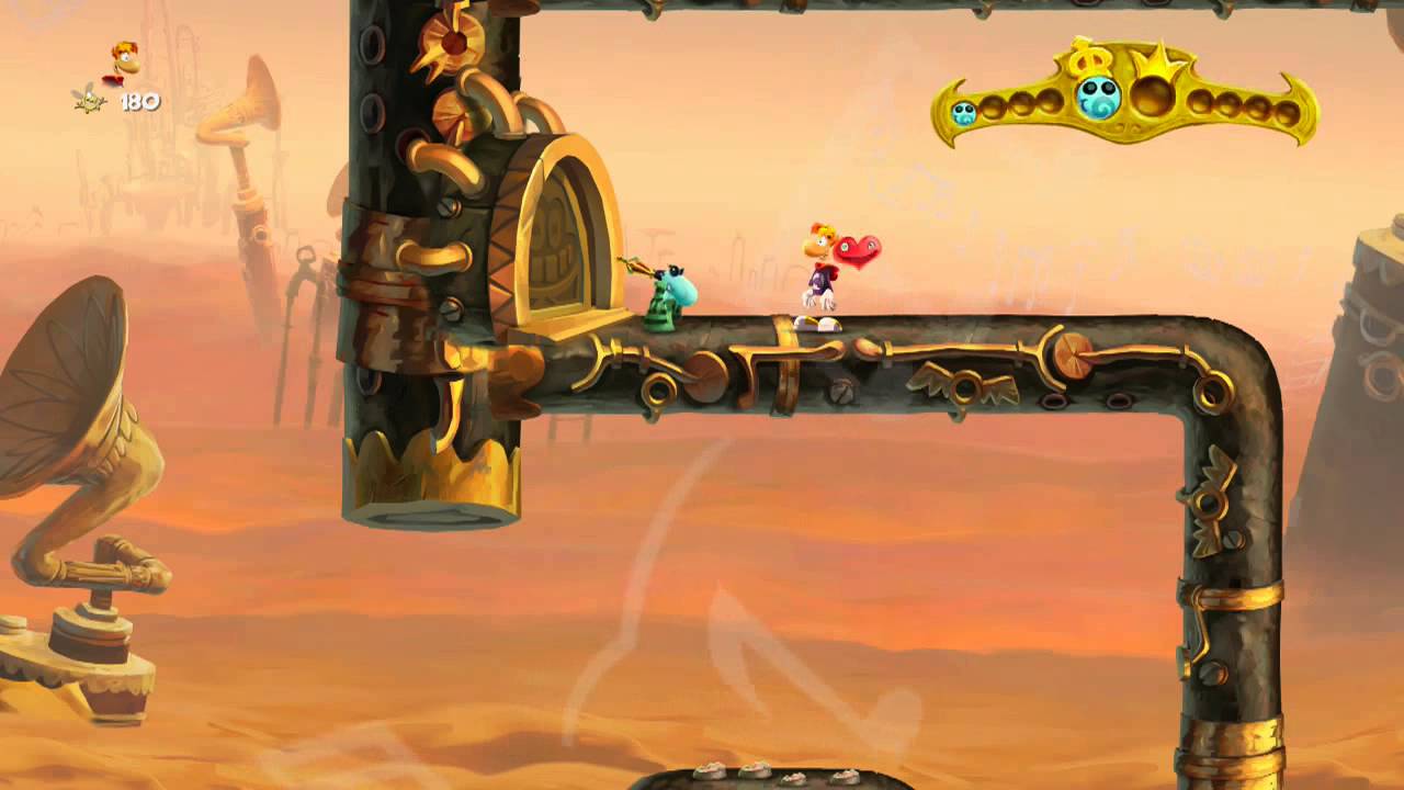 Rayman Legends Playthrough Part 56: [Back To Origins] Desert Of Dijirdoos - Best Original Score 100%