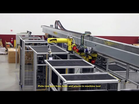 Automated System Uses Overhead Gantry Robot & Deburring Robot To Machine Parts - Matrix Design