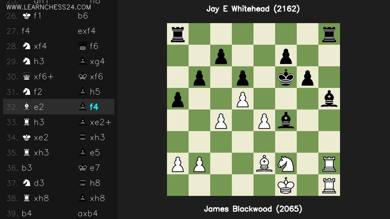 キングズ-インディアン-クラシカル: James Blackwood (2065) vs Jay E Whitehead (2162)