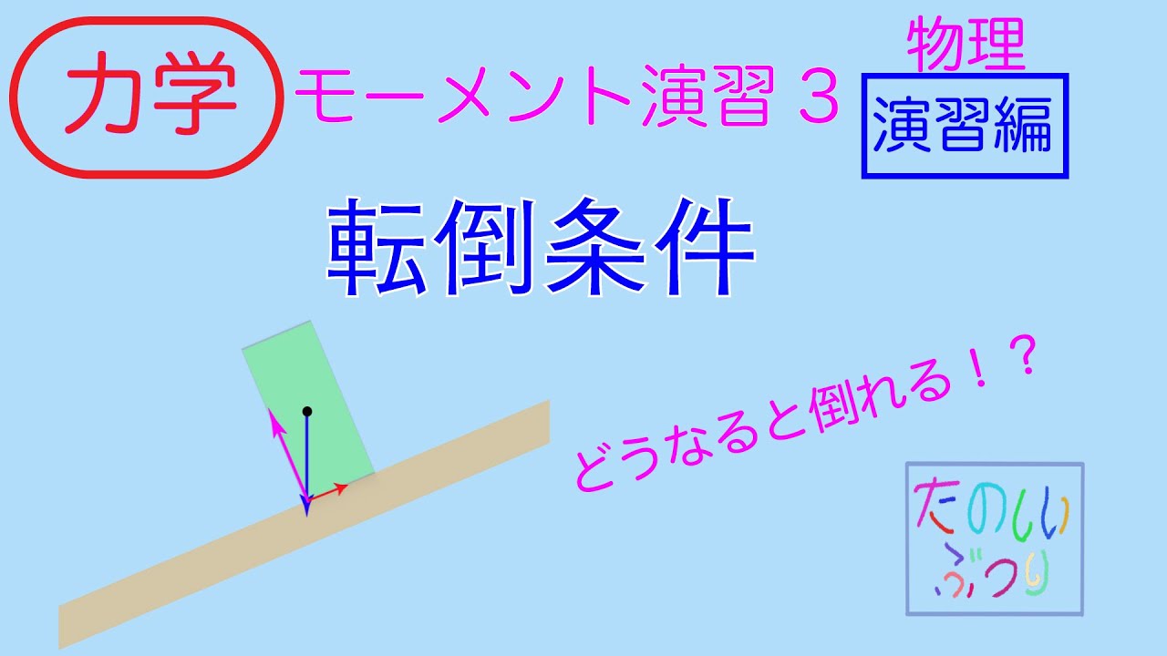 【モーメント】高校物理　力学　モーメント演習3 転倒条件　演習編