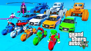 GTA V Stunt Map Car Racing Challenge With Super Cars Monster Trucks Bikes and helicopters