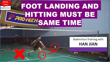 Foot landing and hitting must be same time for net shots - Badminton Training with Han Jian 20221119