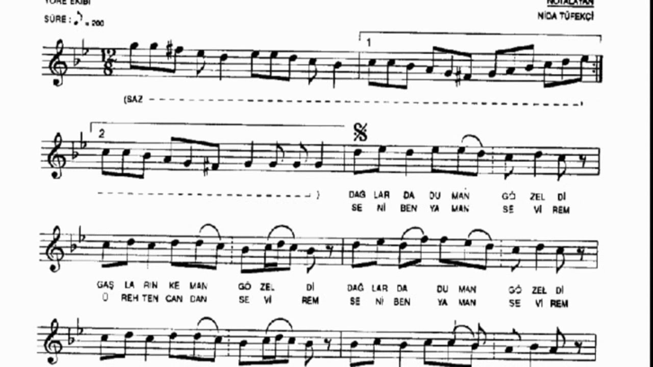 DAĞLARDA DUMAN GÜZELDİ Nota Solfej