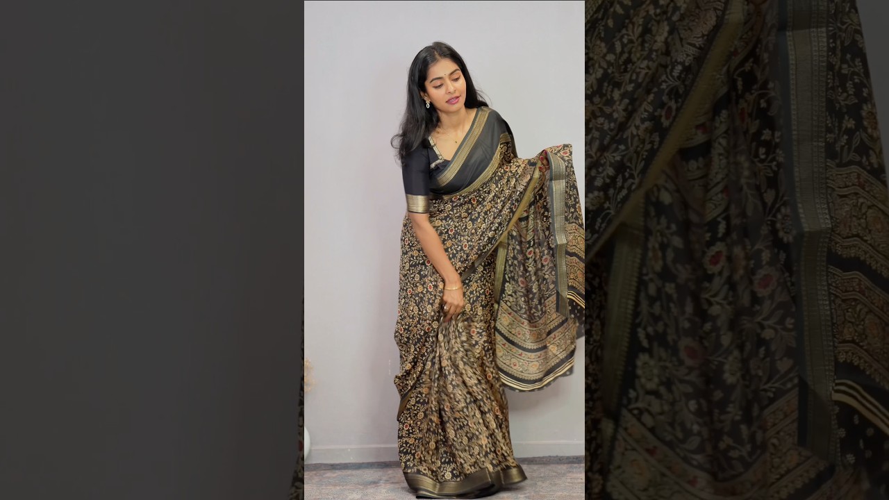 ഒരു കൈയ്യബദ്ധം, എന്നോട് ക്ഷമിക്കണം 🥲 beautiful soft black saree 🫶 #sareedraping #saree