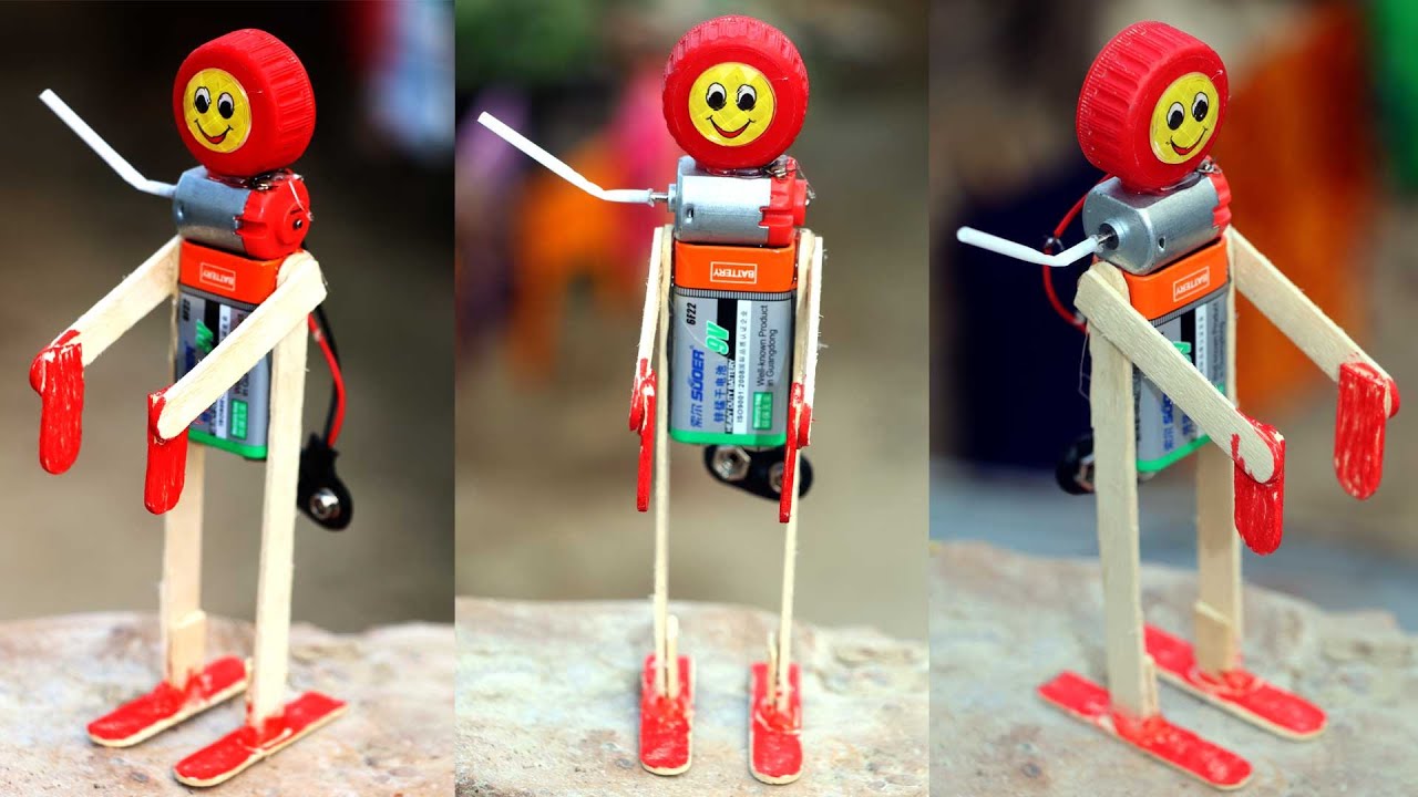 How to making Robot using cream Stick and Dc motor l Amazing creative ideas -