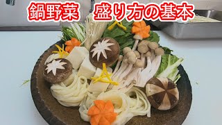 和食の鍋野菜　盛り方　基礎基本形