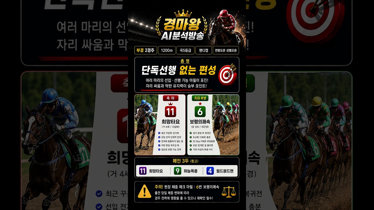 6월28일 부산 2경주는? 초반 자리선점이 입상 가린다!!