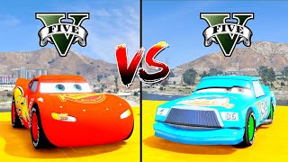 Russian Lightning McQueen Vs Chick Hicks Dinoco In GTA 5 Who Will Win The Challenges?