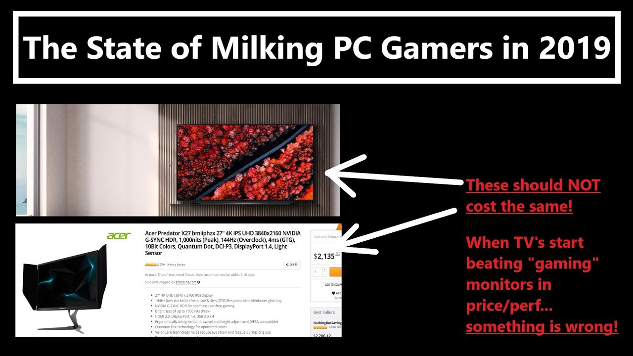 Milking PC Gamers in 2019: Monitors are falling behind TV's in Tech and Price/Perf!