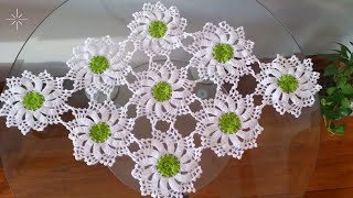?FLOR A CROCHET para centro de mesa, camino de mesa y mantel #LasMaravillasdelCrochet #ganchillo