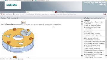 "Duplicate component" and "pattern parts" operations in Solid Edge ST9