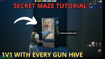How to beat the secret maze on the 1V1 WITH EVERY GUN HIVE MAP FORTNITE CREATIVE FIND SHERIFF PISTOL