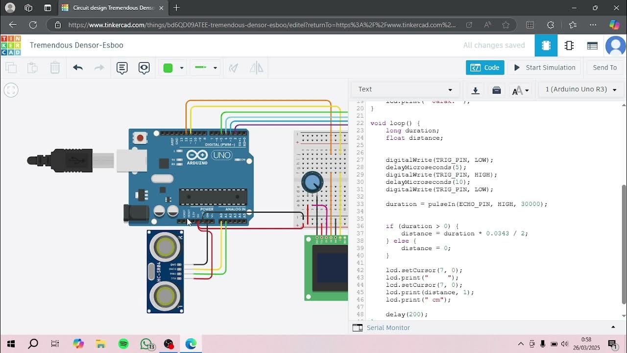 Mengukur Jarak menggunakan sensor ultrasonik HC-SR04 - YouTube